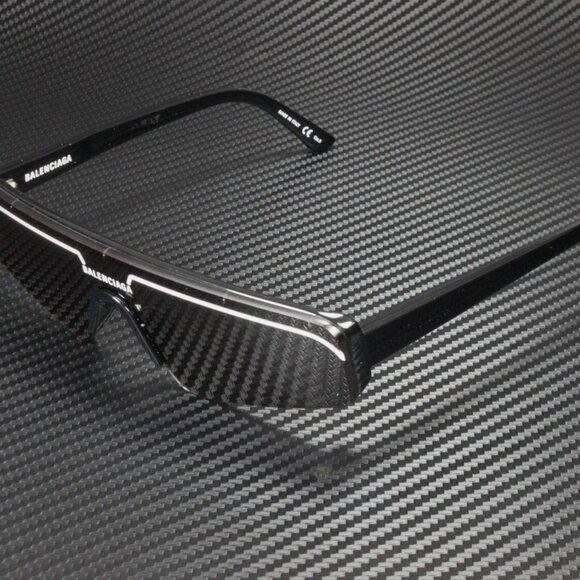 BALENCIAGA Rectangular Square Black Grey 99 mm Unisex Sunglasses - Picture 1 of 4